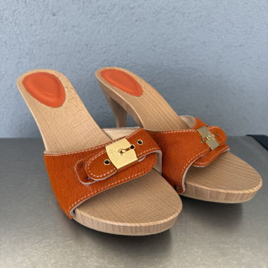 Sabot arancioni con tacco Dr. Scholl’s vintage 