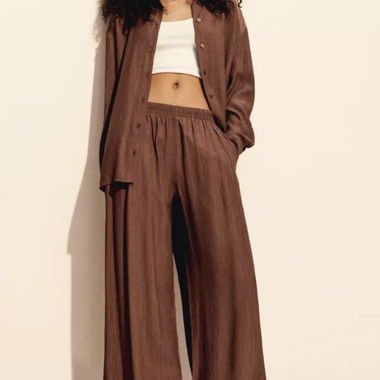 Pantalon large marron Bershka XS