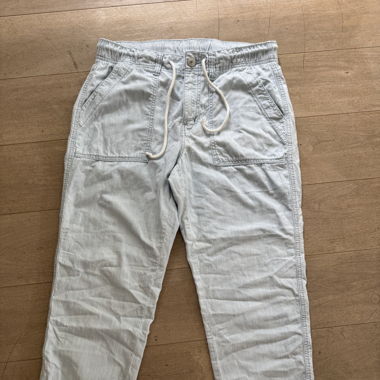 Lange Pluderhose gestreift blau/weiss