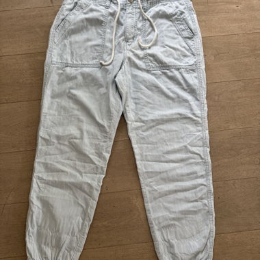 Lange Pluderhose gestreift blau/weiss