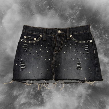 Rhinestone Denim Miniskirt 