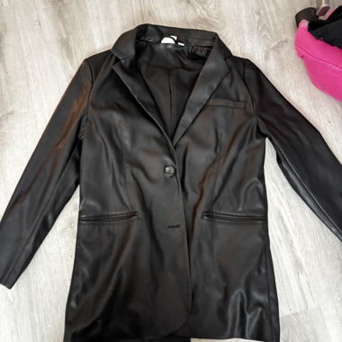 Black Faux Leather Blazer