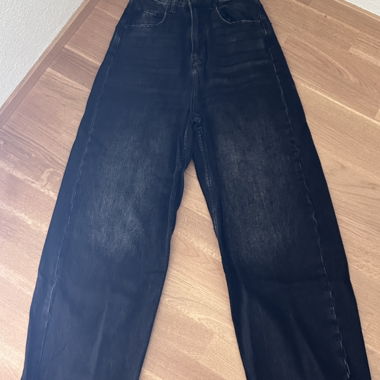 PULL & BEAR BAGGY BALLOON DENIM - NOIR