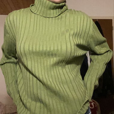 Grüner Halskragenpullover
