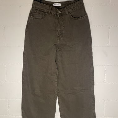 jeans à jambe large couleur olive