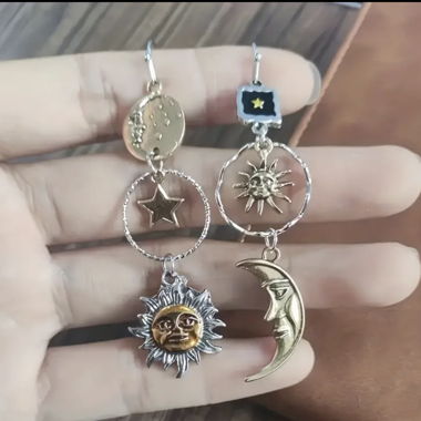 Vintage sun and moon earrings