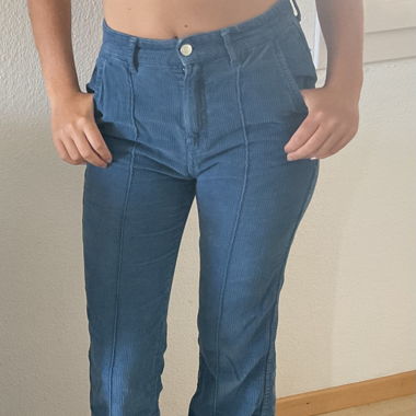 Turquoise velvet pants