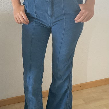 Turquoise velvet pants