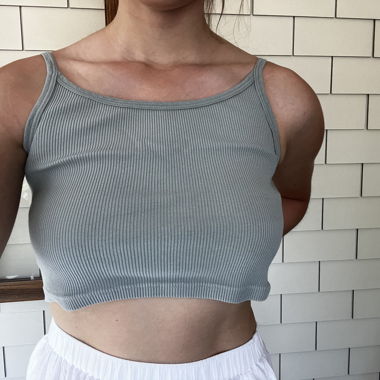 greyish blue crop top