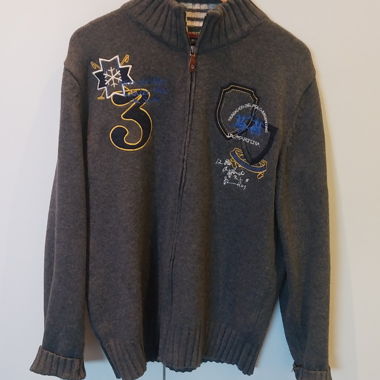 LaMartina Grey Knit Jacket with Zipper