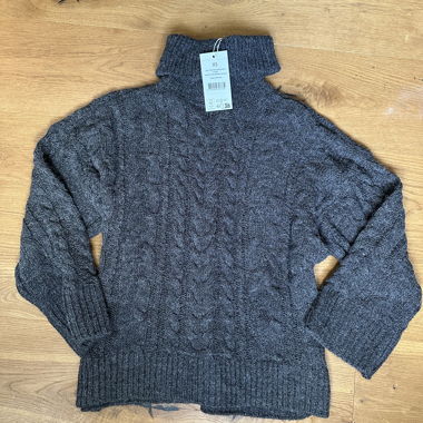Maglione Grigio in Maglia con Colletto