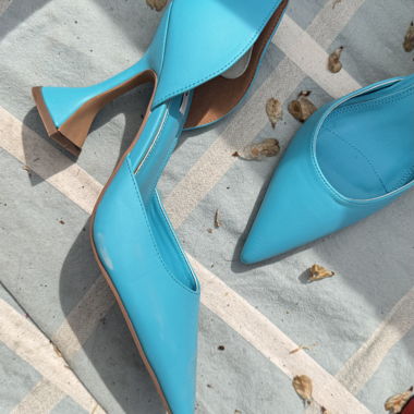 Escarpins turquoise à talons hauts