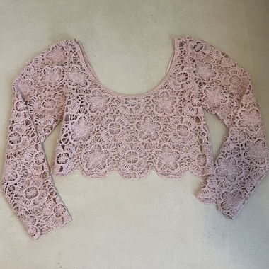 ZARA Häkel-Crop-Top rosa