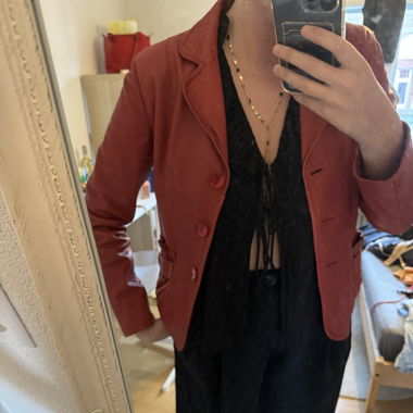 Leather lamb jacket red vintage 