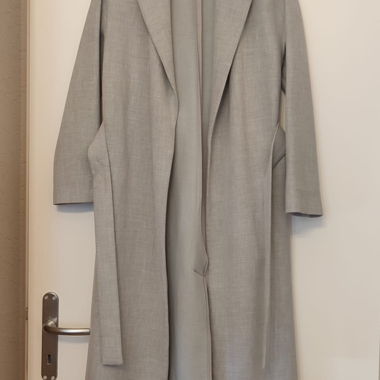 Long manteau mi-saison gris clair