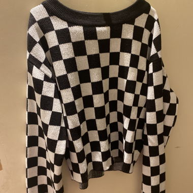 Maglione a quadri nero e bianco