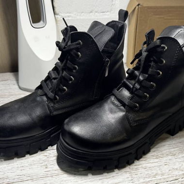 Black lace-up boots