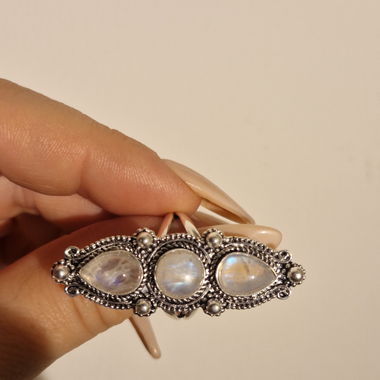 Bague en argent 925 avec pierre de lune naturelle