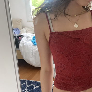 Motel rocks burgundy/red asymmetrical top 