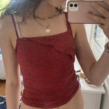 Motel rocks burgundy/red asymmetrical top 