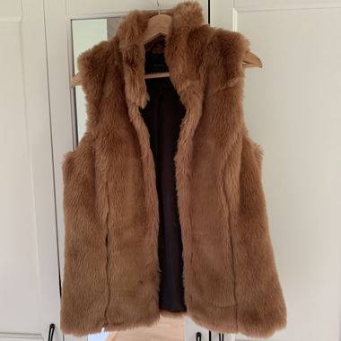 Camel Faux Fur Gilet Size M 