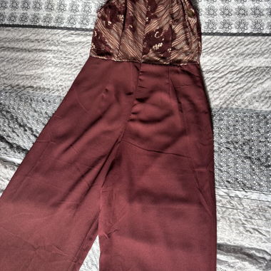 Burgundy Lace-Top Jumpsuit