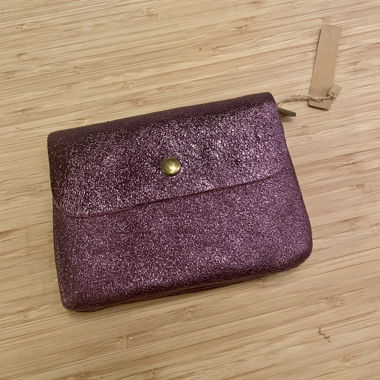 Violet Sequin Leather Pouch