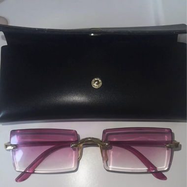 unisex pinke randlose quadratische Sonnenbrille 