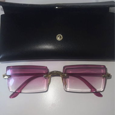 unisex pinke randlose quadratische Sonnenbrille 
