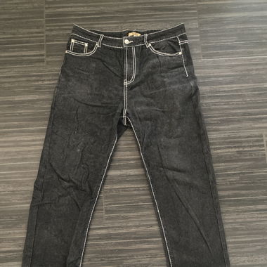 Jeans noir coutures blanches Streetwear 