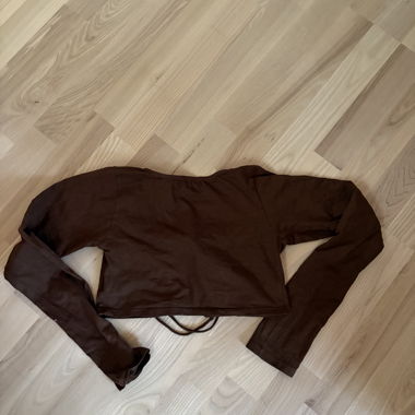 Brown Lace-Up Crop Top