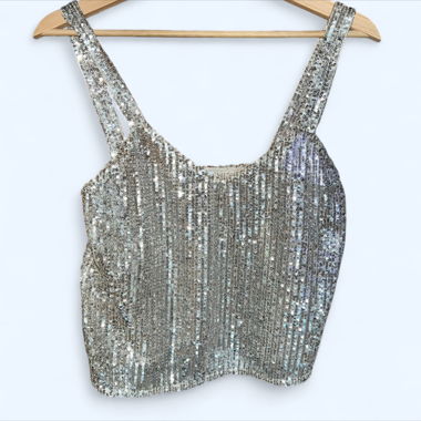 Top paillettes ZARA argento S