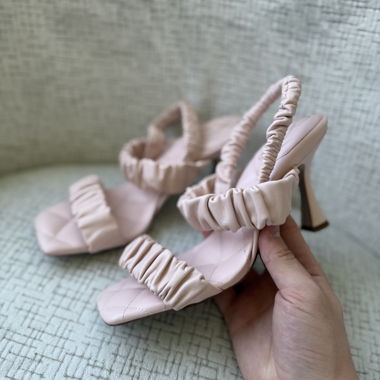 Sam Edelman Pink Ruched-Heel Sandals