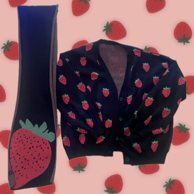 Strawberry Cardigan mit passendem Schal