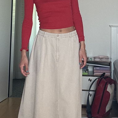 beige maxi skirt