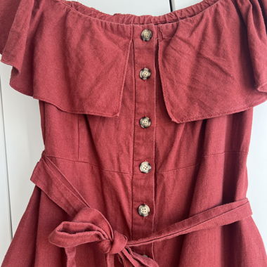 Zara off-shoulder linen dress
