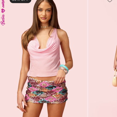 Rosa Chiffon-Top mit Cowl-Neck