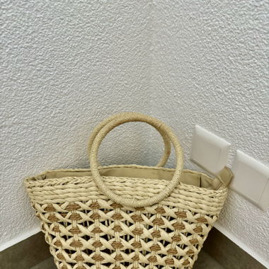 THREADBARE Woven Straw Bag with Circle Handle  