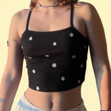 black floral top, perfect for spring
