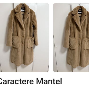 Caractere Kunstpelz-Mantel beige, Grösse M