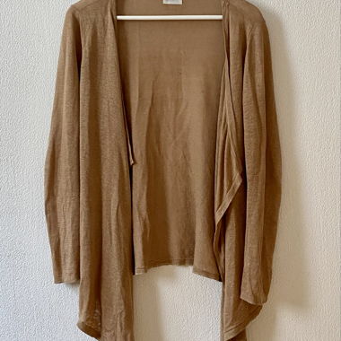 Strickjacke aus Leinen, Grösse M, Beige/Braun