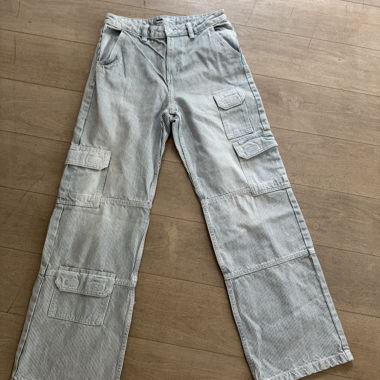 Pantaloni Cargo Lunghi a Righe Blu/Bianco