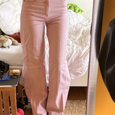 Pantalon large rose poudré 