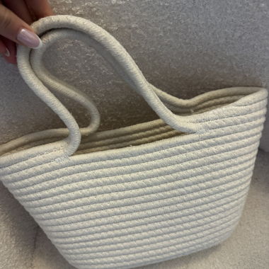 Borsa intrecciata in cotone crema