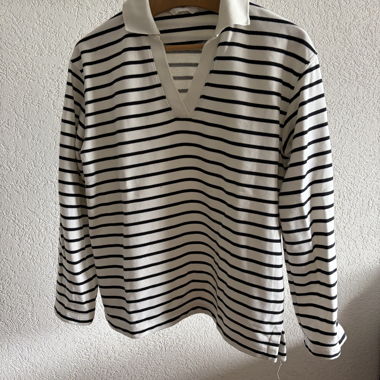 Polo a righe bianco e nero