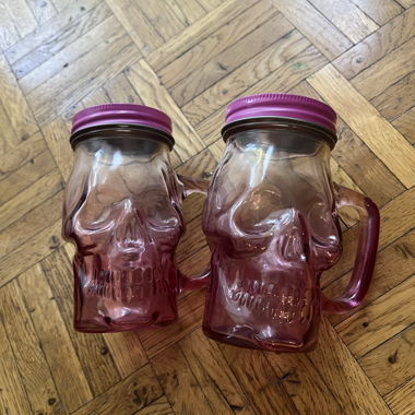 Skull Glasbecher mit Deckel