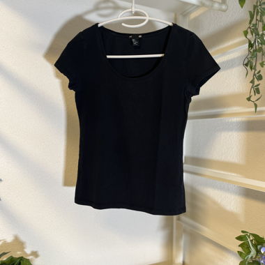 Schwarzes Y2K Basic T-Shirt – S