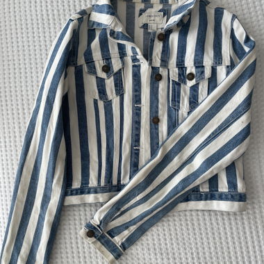 Veste en jean à rayures