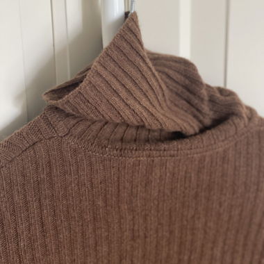 Saint Laurent YSL Ribbed Turtleneck Sweater Brown