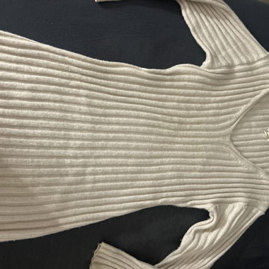 Long Ribbed Knit Dress Beige